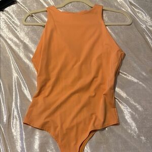 Orange High-Neck Swimsuit